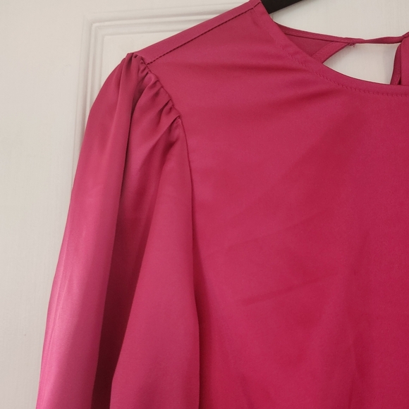BNWT Vero Moda US M Pink Fushia Long Sleeve Backless Party Mini Dress Coktail - Picture 13 of 16